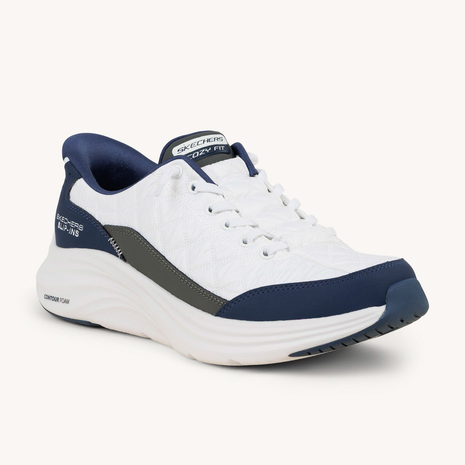 Baskets Homme SKECHERS CONTOUR FOAM COZY FIT SLIP INS Blanc
