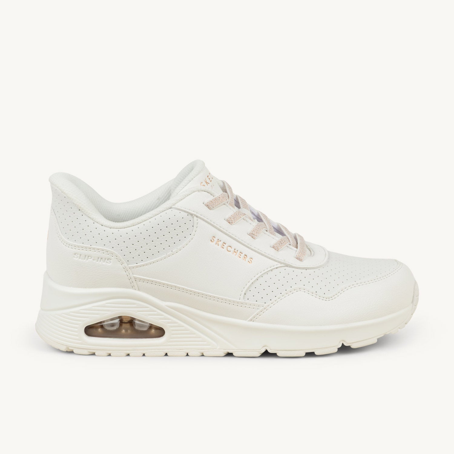 Baskets Femme SKECHERS UNO BANKSIA LUXE SLIP INS Blanc