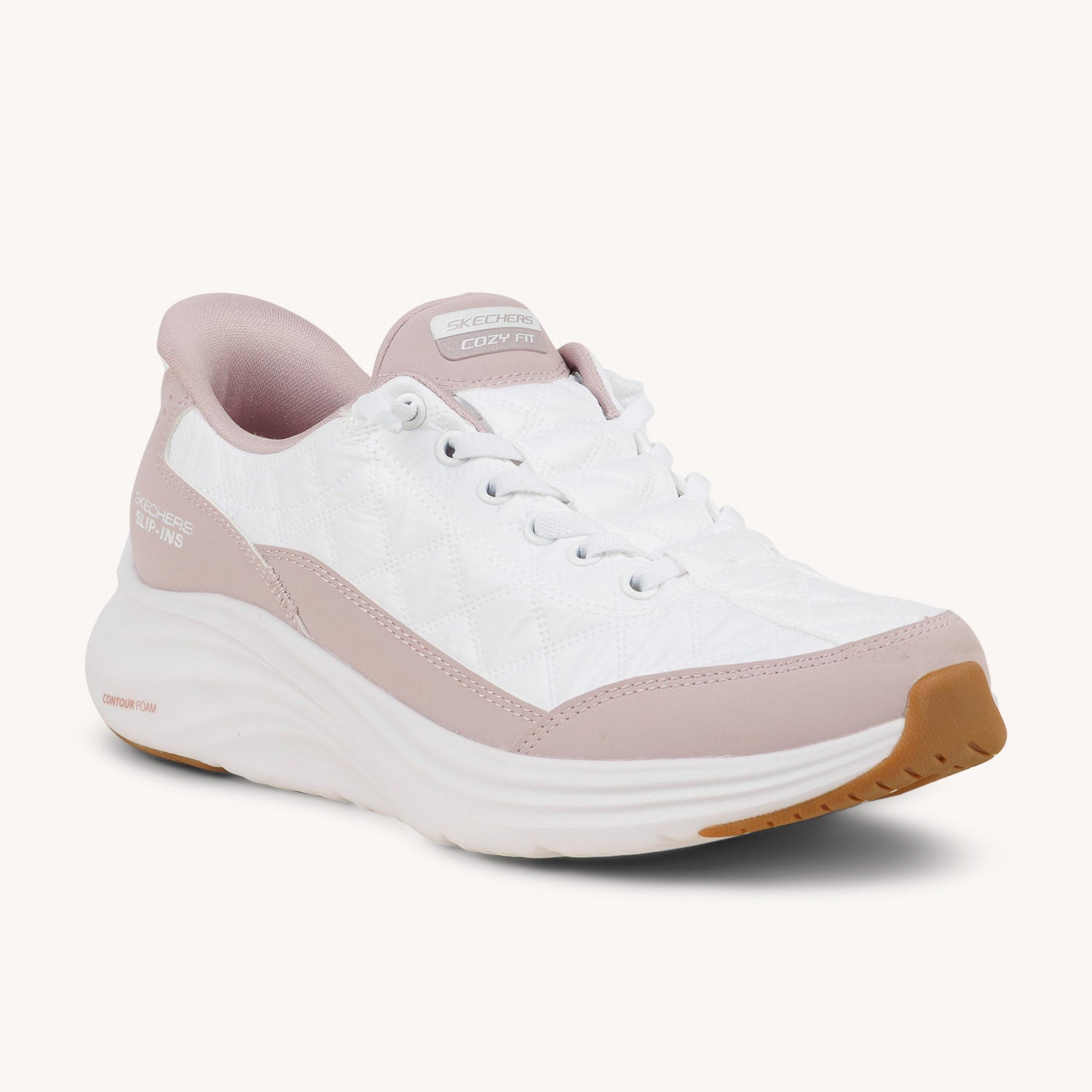 Baskets Femme SKECHERS CONTOUR FOAM COZY FIT SLIP INS Blanc