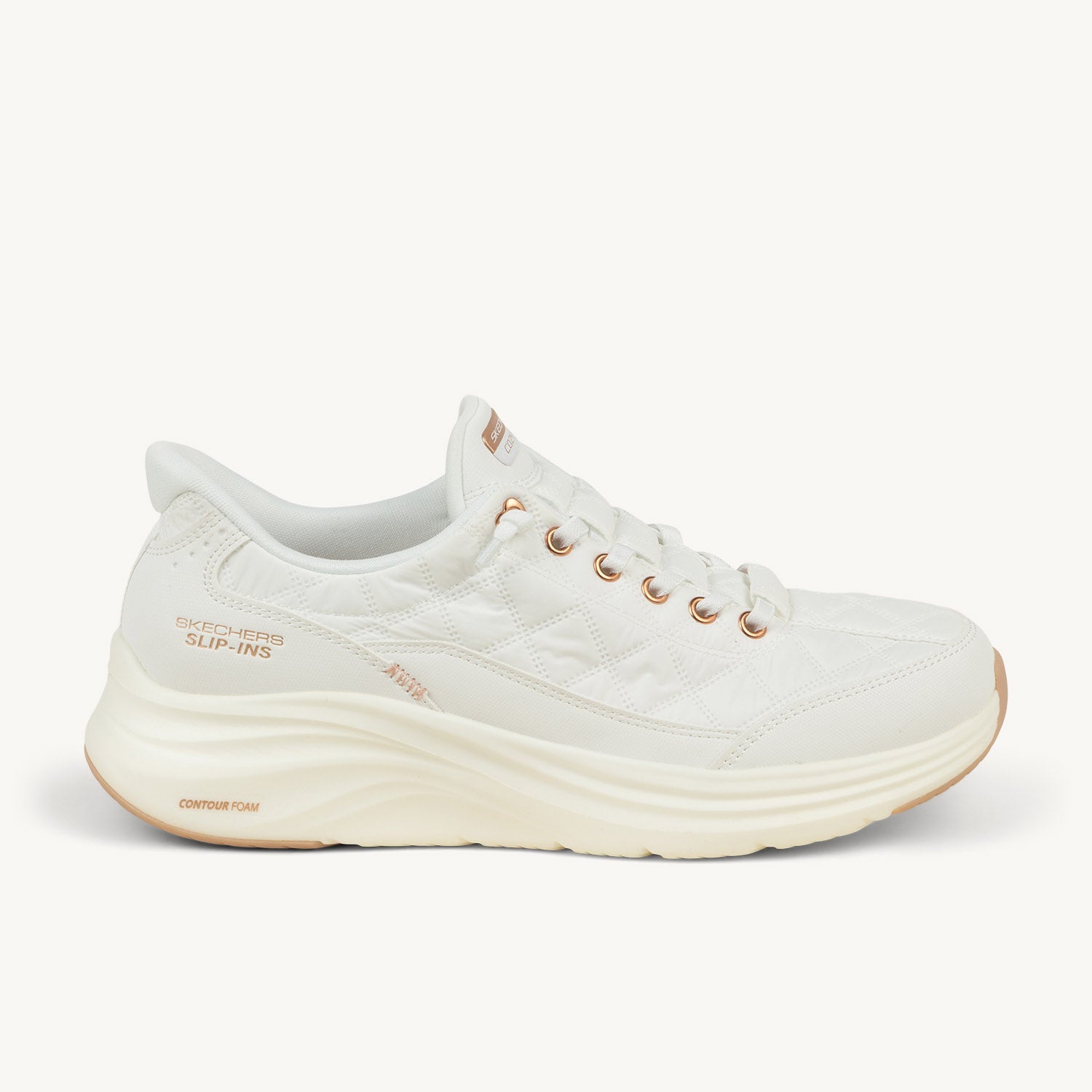 Baskets Femme SKECHERS CONTOUR FOAM COZY FIT SLIP INS Blanc