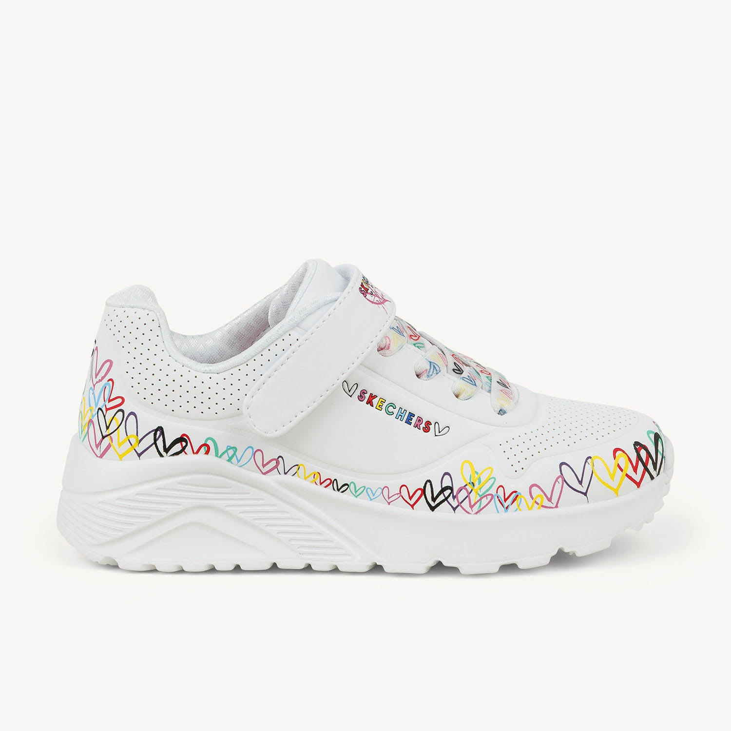 Baskets Enfant SKECHERS UNO LITE HEART CRAZE Blanc