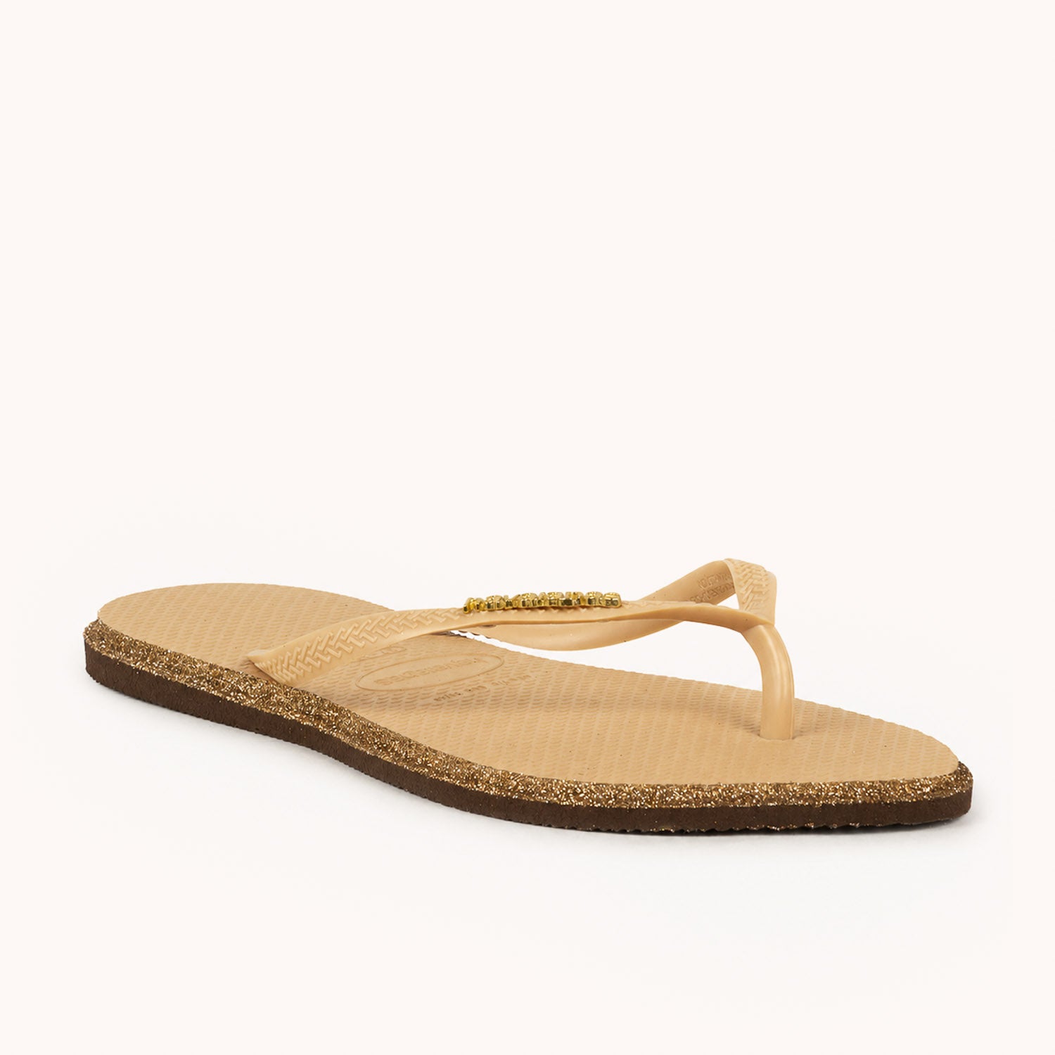 Tongs et crocs Femme HAVAIANAS SLIM POINT GLITTER Beige