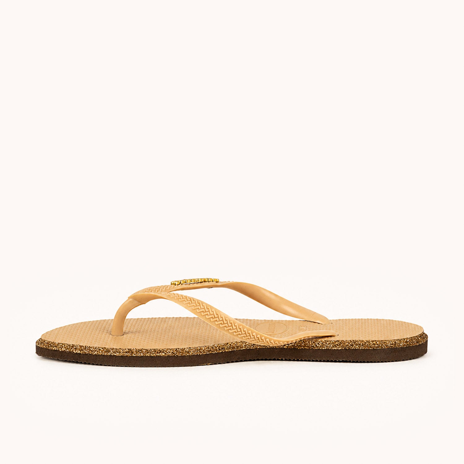 Tongs et crocs Femme HAVAIANAS SLIM POINT GLITTER Beige