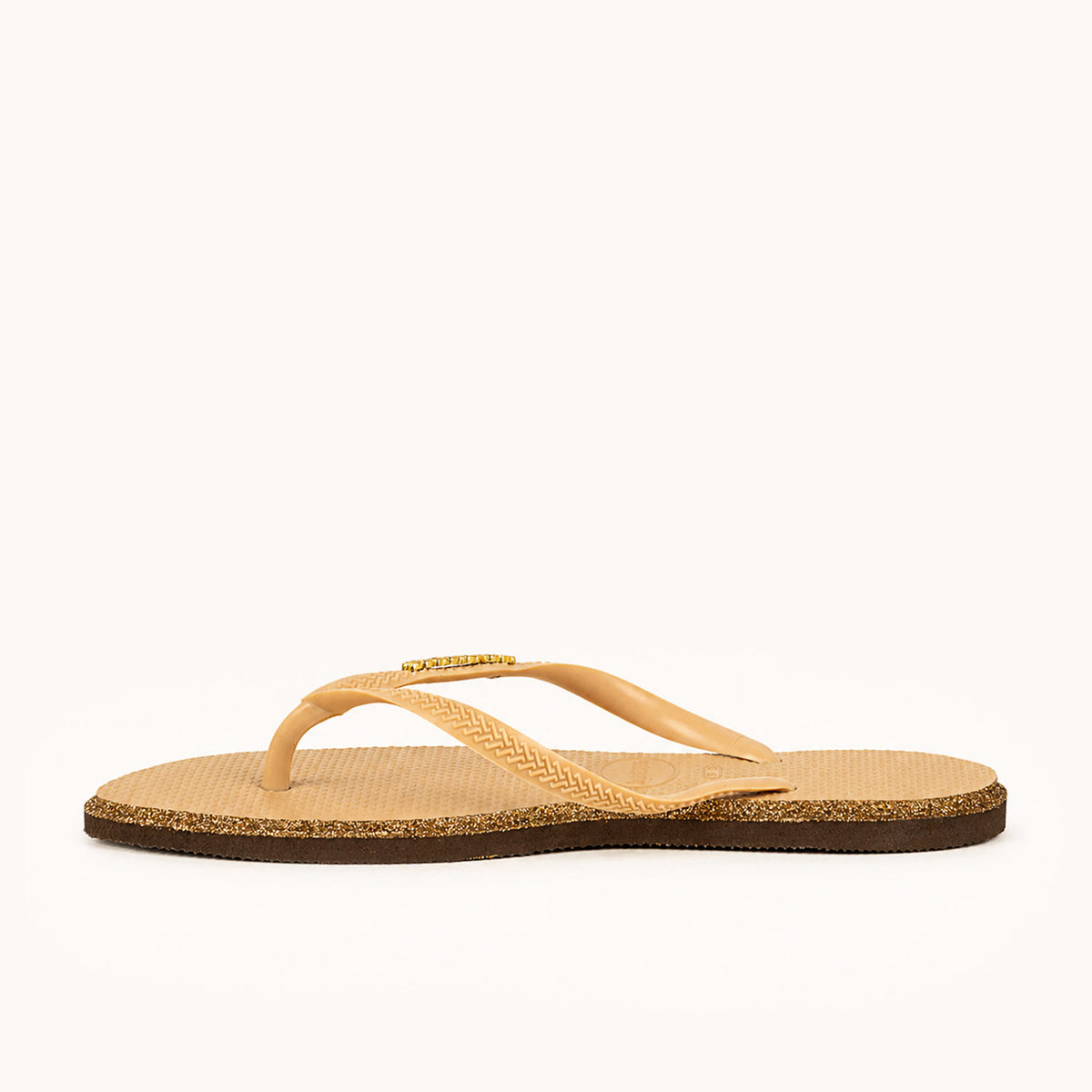 Tongs et crocs Femme HAVAIANAS SLIM POINT GLITTER Beige