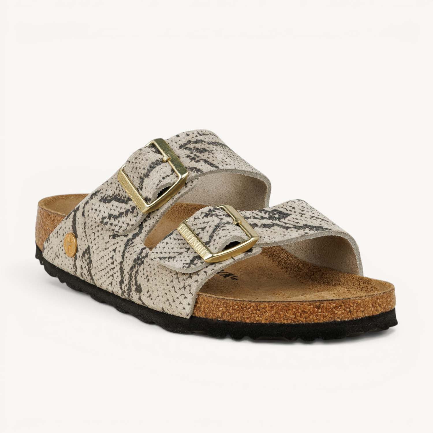 Mules Femme BIRKENSTOCK ARIZONA RIVET LOGO SNAKE OYSTER Beige