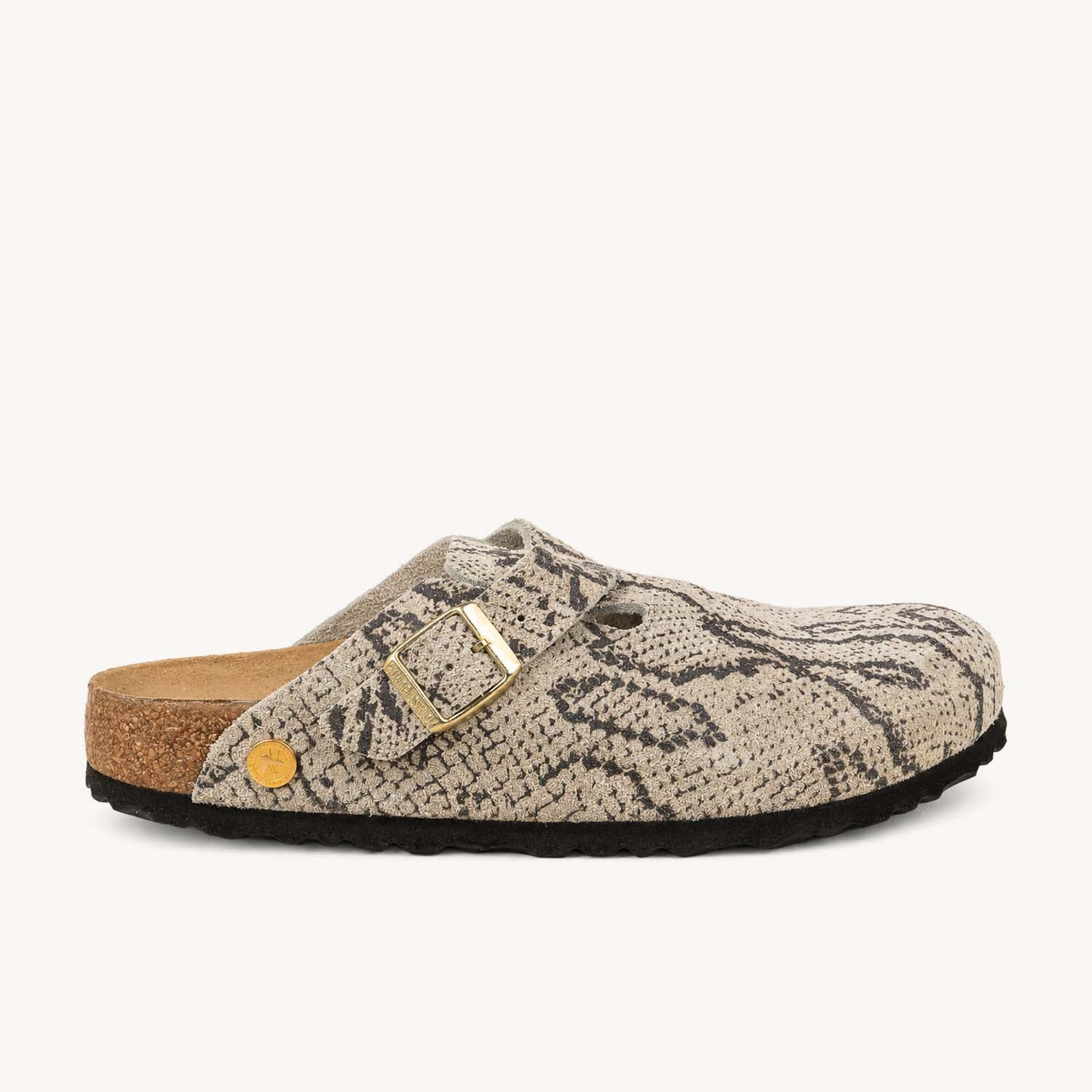 Mules Femme BIRKENSTOCK BOSTON SNAKE OYSTER Beige