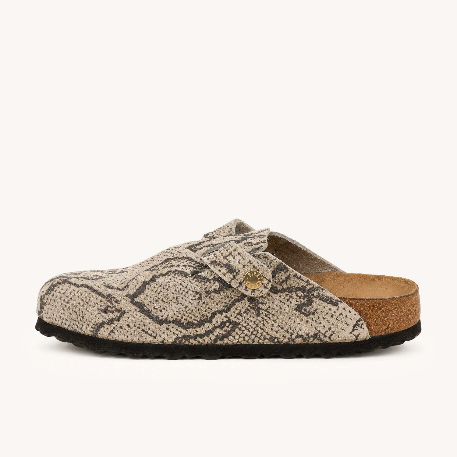 Mules Femme BIRKENSTOCK BOSTON SNAKE OYSTER Beige