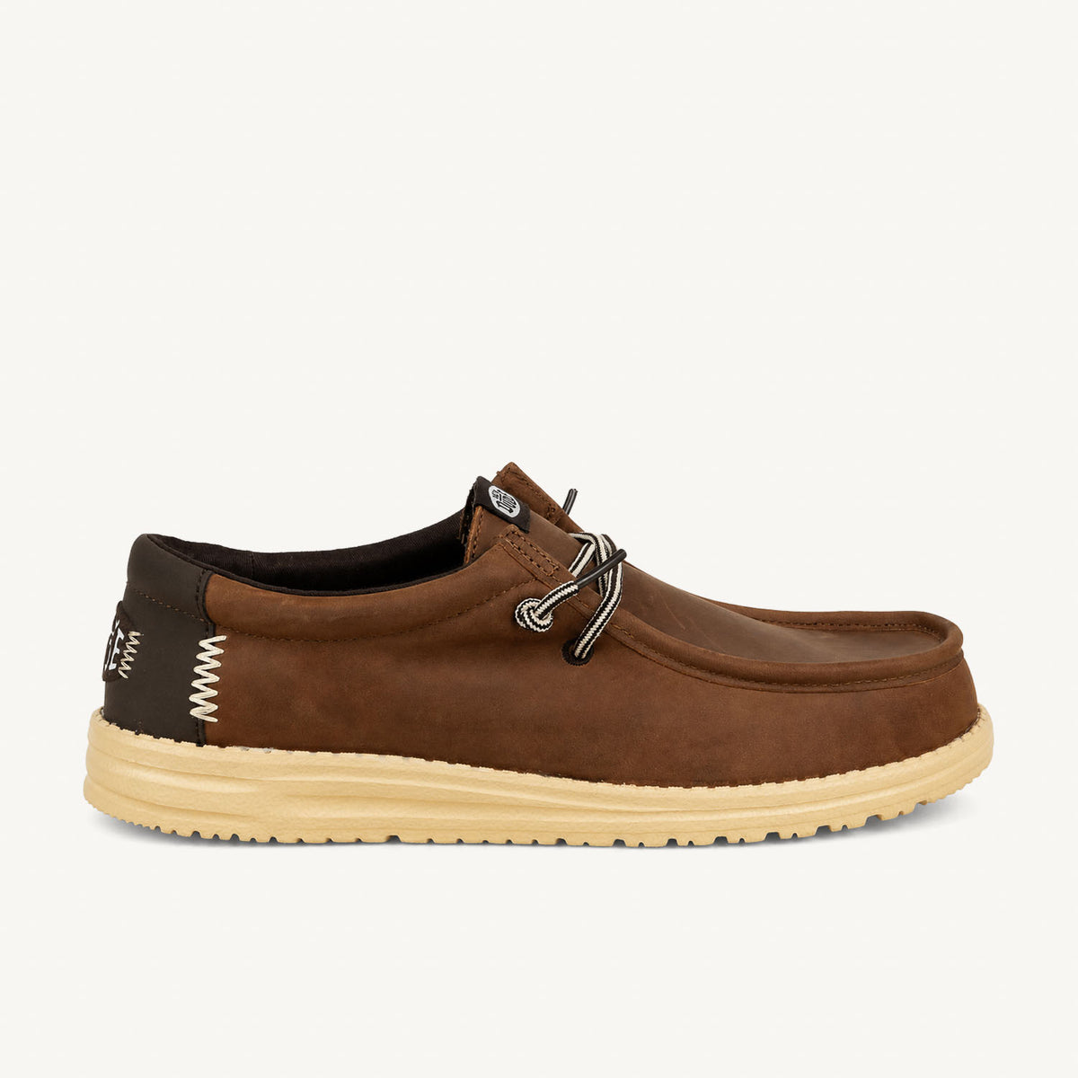 Chaussures bateau Homme HEYDUDE WALLY FULL GRAIN LEATHER Marron