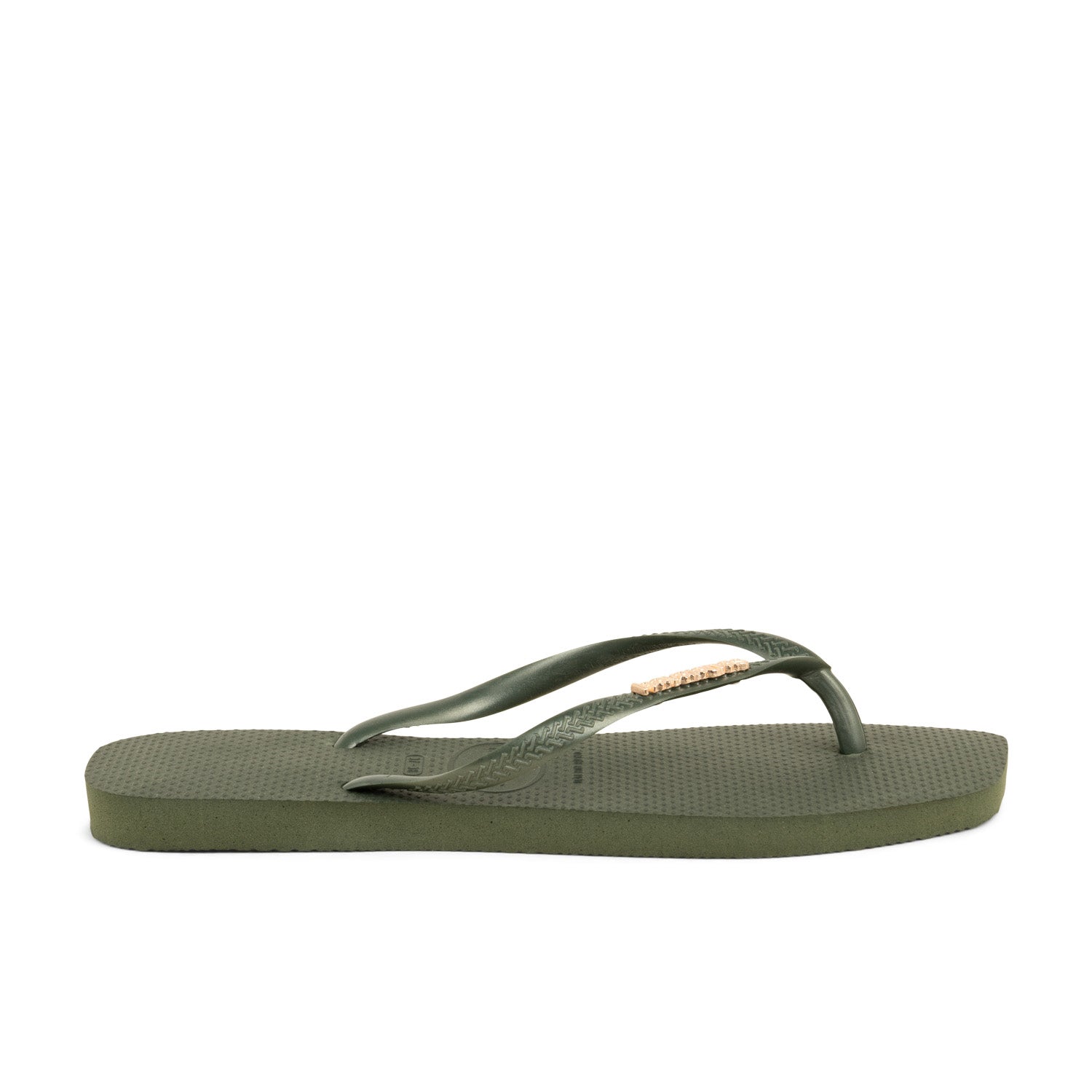 Tongs et crocs Femme HAVAIANAS SQUARE LOGO METALLIC Kaki