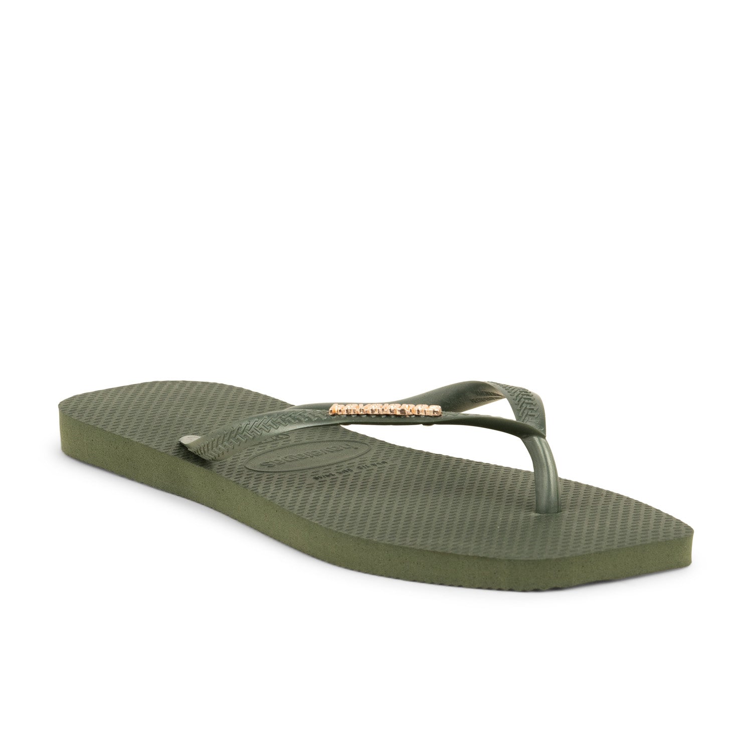 Tongs et crocs Femme HAVAIANAS SQUARE LOGO METALLIC Kaki