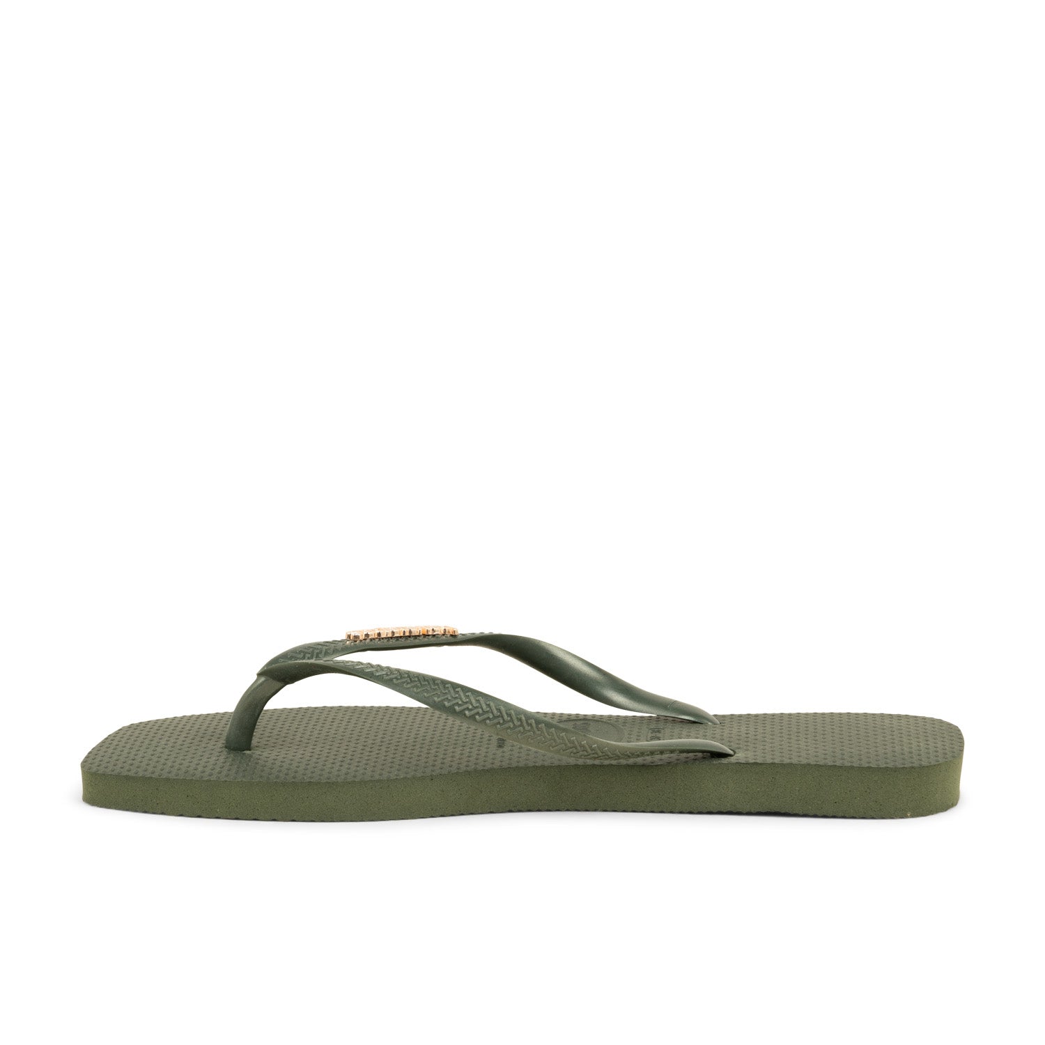 Tongs et crocs Femme HAVAIANAS SQUARE LOGO METALLIC Kaki