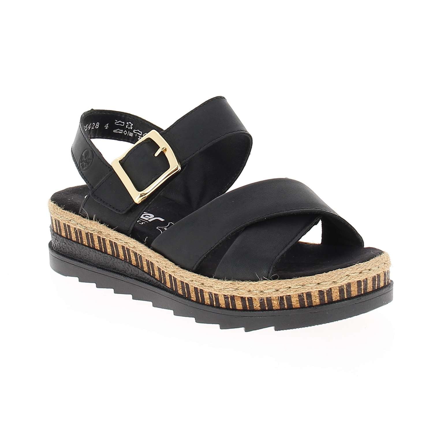Sandales Femme RIEKER V7955 - RIZENO Noir