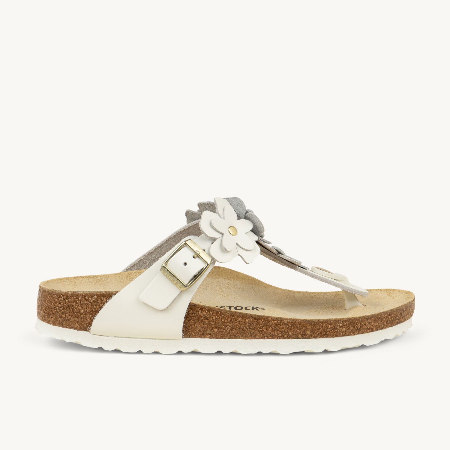 Mules Femme BIRKENSTOCK GIZEH FLORAL Blanc