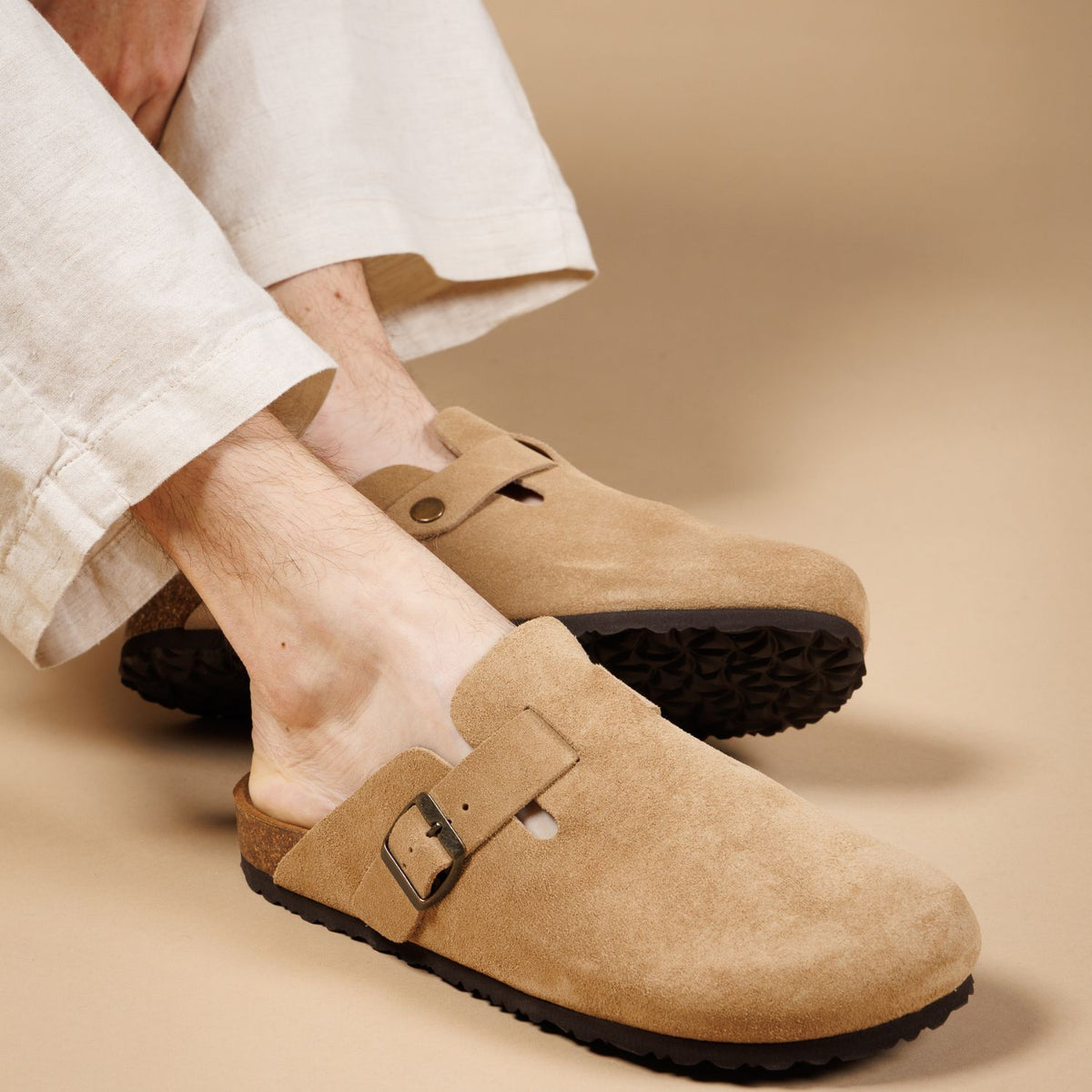 Sandales Homme BIRKENSTOCK BOSTON SUEDE Beige
