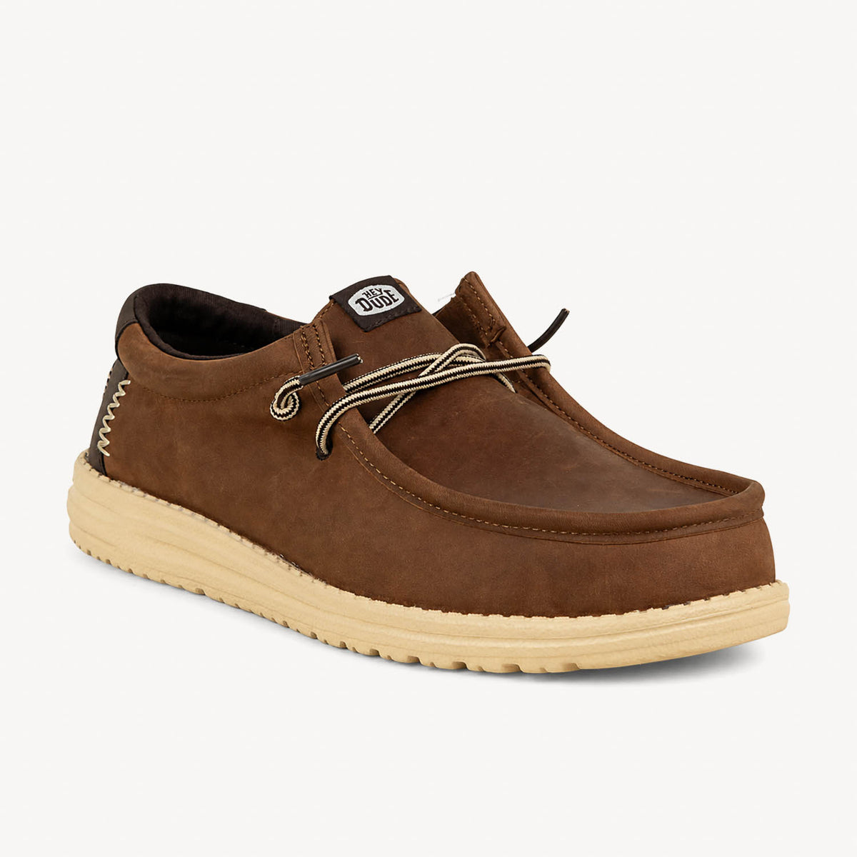 Chaussures bateau Homme HEYDUDE WALLY FULL GRAIN LEATHER Marron