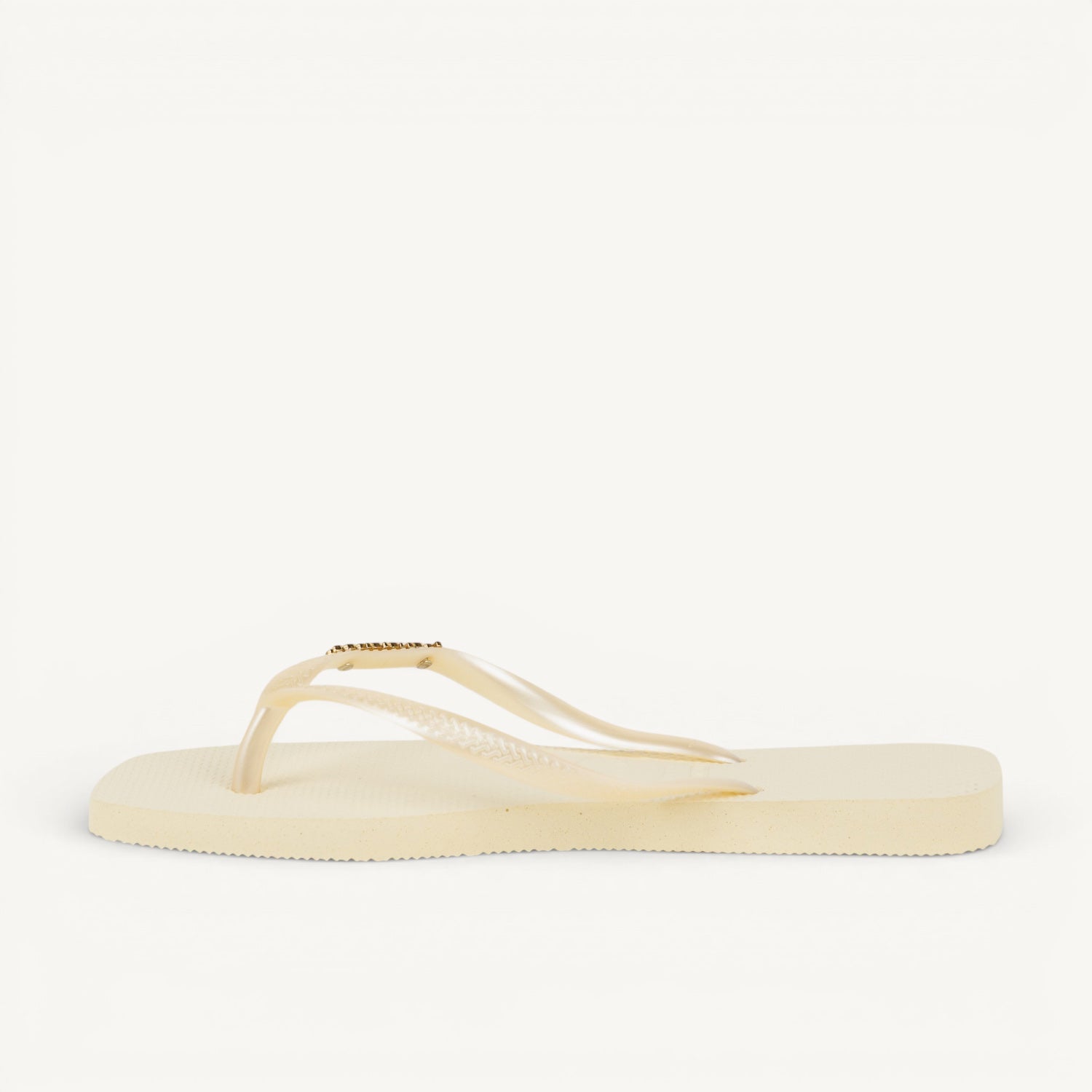 Tongs et crocs Femme HAVAIANAS SQUARE LOGO METALLIC Beige