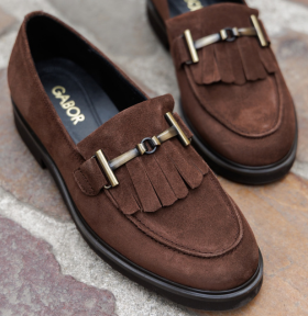 Photo d'un mocassin gabor en nubuck chocolat 