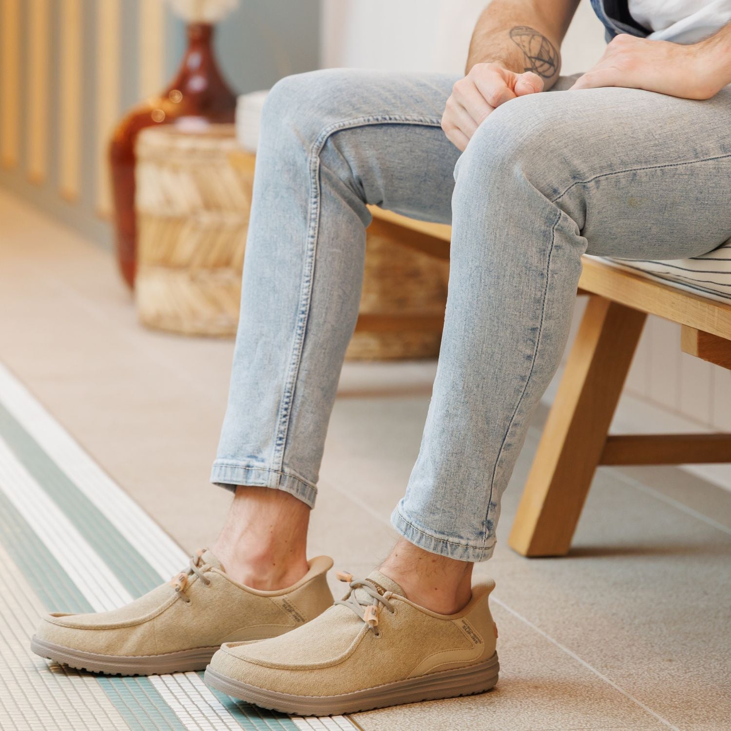 Chaussures bateau MELSON CORONADO SLIP INS SKECHERS Homme Beige